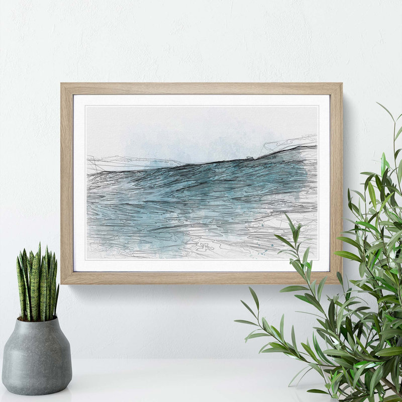 Ocean Wave in Morocco in Abstract - Picture Frame Graphic Art Print, 27cm H x 36cm W x 2cm D, Oak Framed