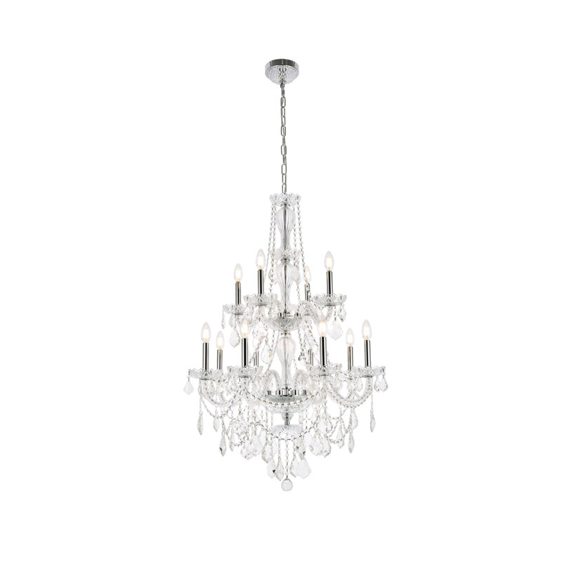 Lesli - Light Candle Style Tiered Chandelier, Chrome, 12