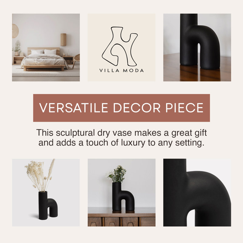 Vase moderne Villa Moda Lila, Noir