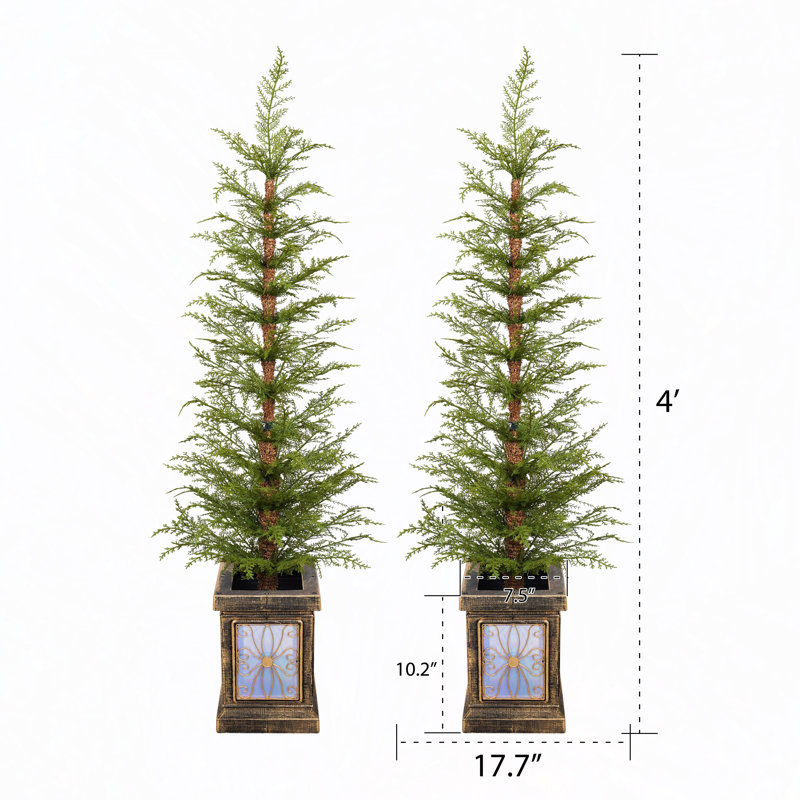 Arbres de Noël artificiels 4 pi 4 pièces, assemblage facile, support en pot