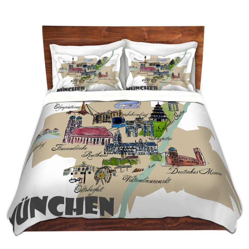 Ensemble de housse de couette touristique munich, 1 housse de couette grand + 2 taies standards