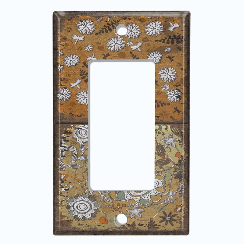 Flower Damask Faded Print 1 - Gang Toggle Light Switch Standard Wall Plate