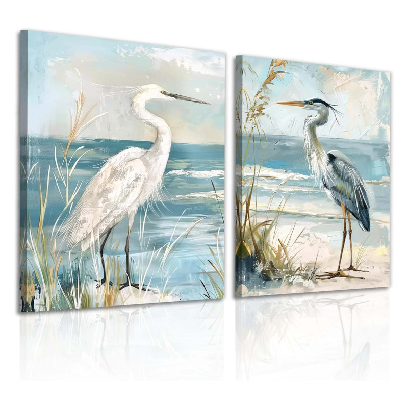 Coastal Heron Wall Art, H 24 po x l 16 po