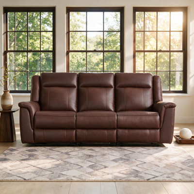 Canapé inclinable manuel en cuir véritable 85,4 po Crawley