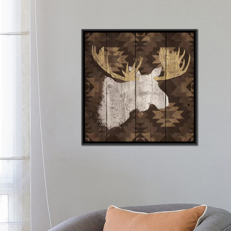 Reantlers iv, reproduction d’art sur toile tendue, H 26 po x l 26 po x P 1,5 po, Toile encadrée noire, Pas de tapis