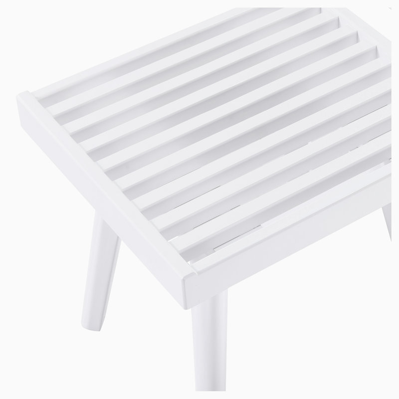 Banc en bois Cailob, H 17,55 po x l 19 po x P 16,55 po, White