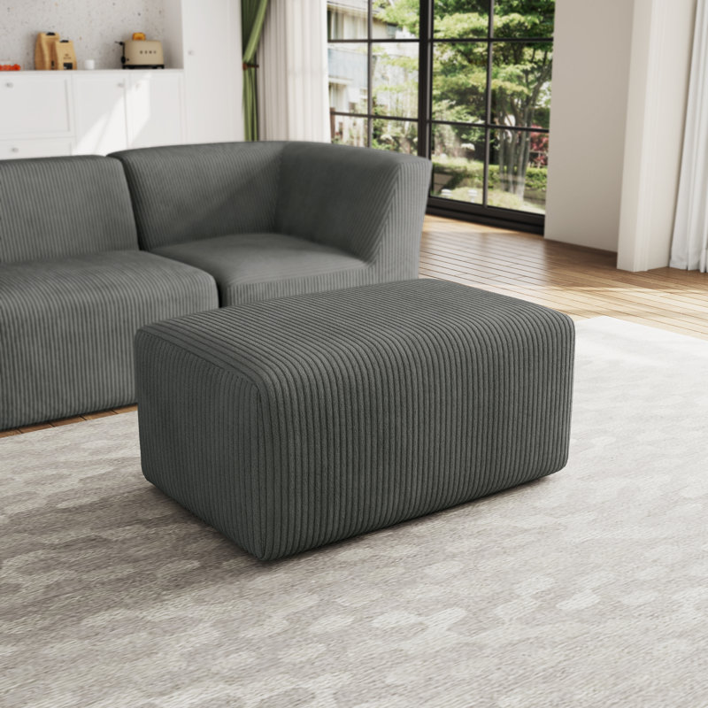 Berlare 90.9Cm Wide Rectangle Standard Ottoman, Grey