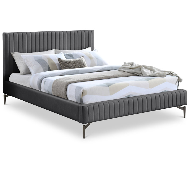 Gallo Upholstered Bed, King, Grey Vegan Leather