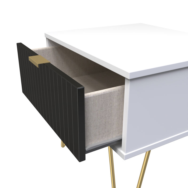 Beranda 45cm W Manufactured Wood Bedside Table, Deep Black/White
