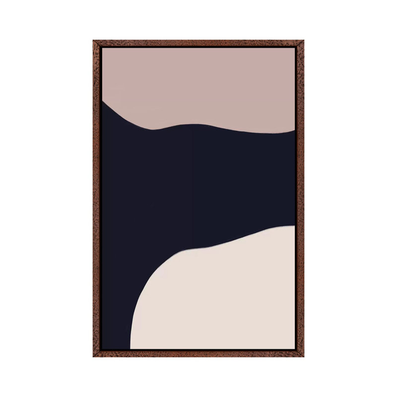 Navy Rose Abstract III by Leah Straatsma - Print on Canvas, Classic Brown Wood Floater Framed