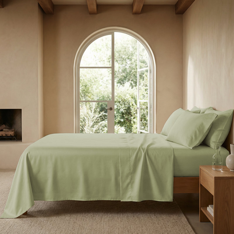 Threadmill 800 Thread Count 100% Cotton Sateen Sheet Set, Twin XL Sheet Set with 1 Pillowcase, Sage Green Solid