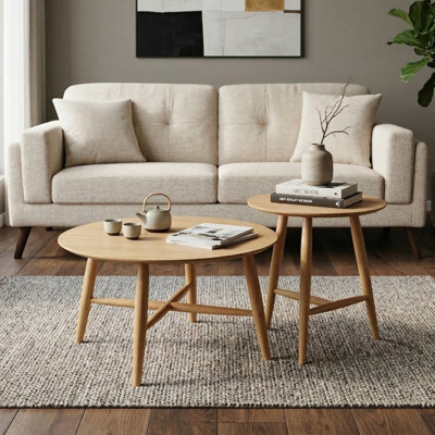 Sander Round Wooden Coffee Table Set