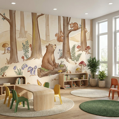 Murale écureuil d'ornement forêt fantaisiste