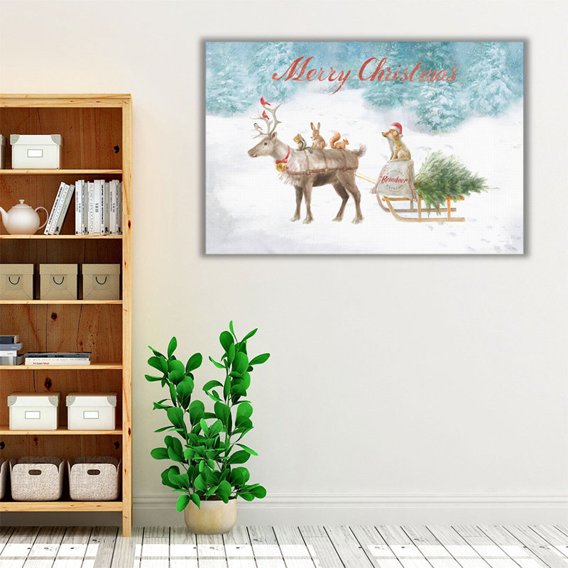 «Woodland Celebration I Christmas», reproduction d'art sur toile, H 20 po x l 30 po