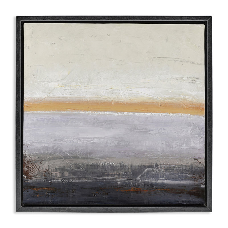 Cadre flottant Warm Peachy Horizon, design par Design Fabrikken, Cadre flottant noir de jais, H 18 po x l 18 po
