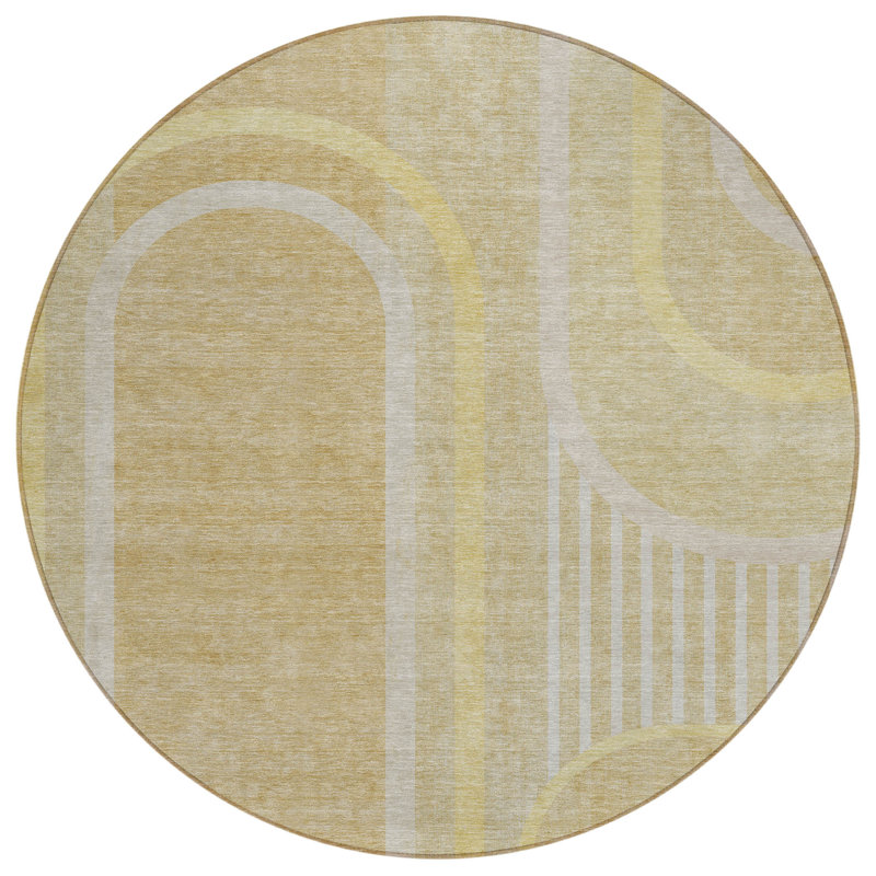 Tapis d'intérieur rond 8 po beige