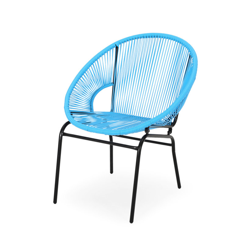 Siège d'extérieur bleu moderne avec pieds de chaise contemporains en fer