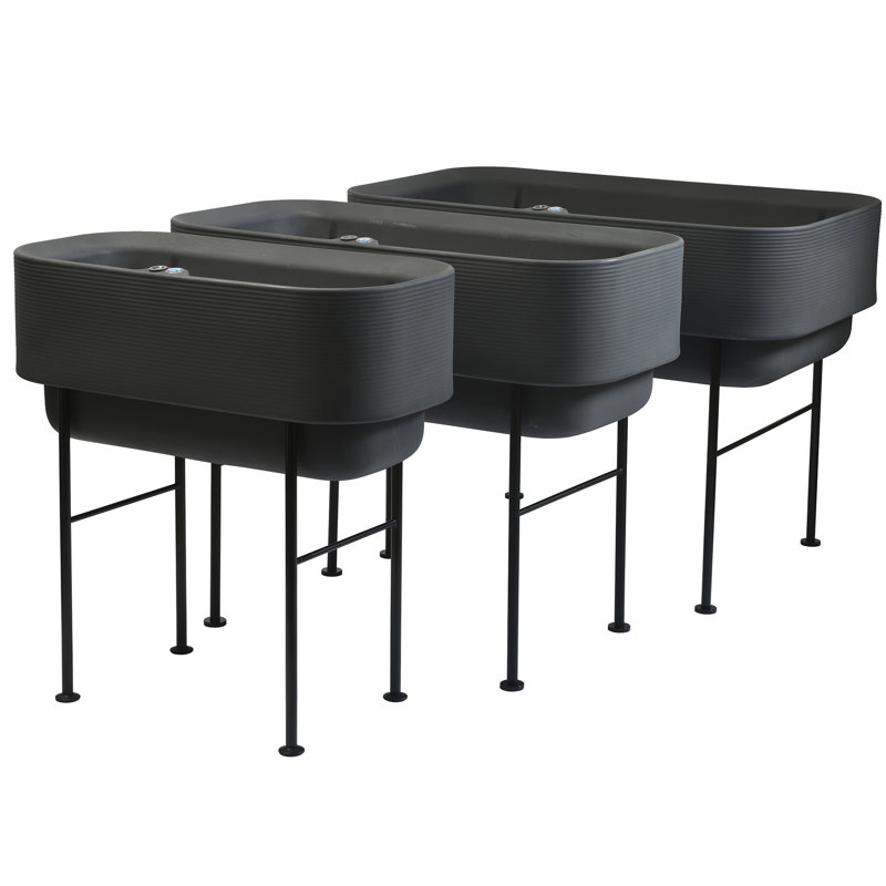Nest Alpine White 22" x 44" Raised Planter with Steel Legs