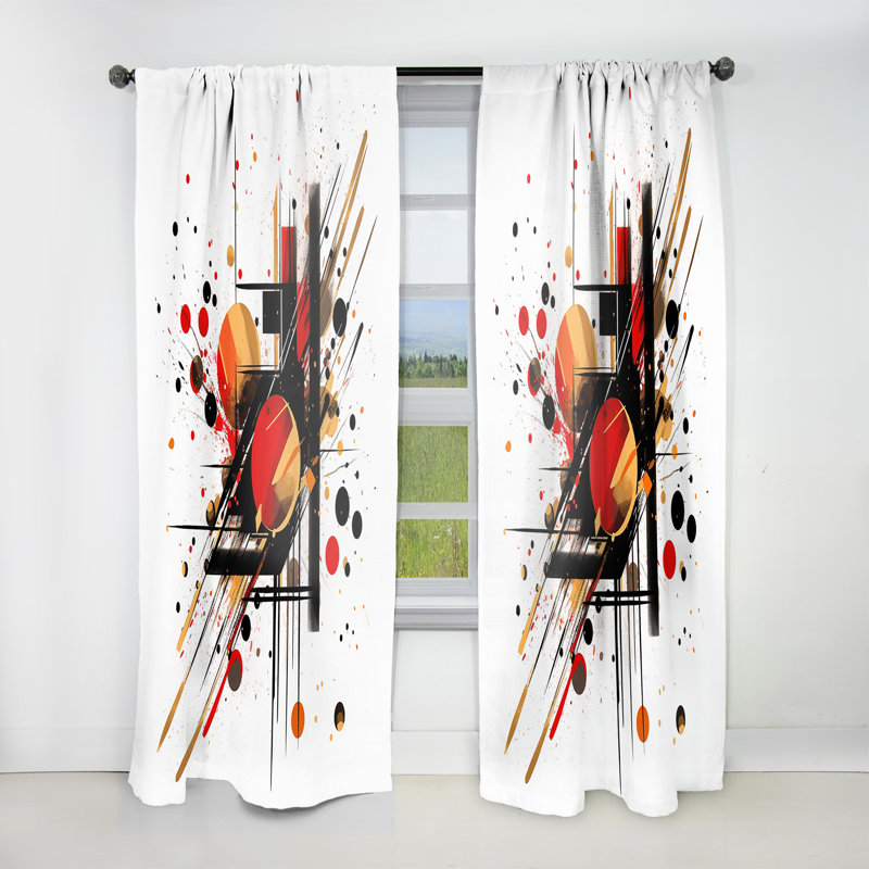 Agathla Red Black Abstract Symphony II - Abstract Curtain - Velvet Room Darkening - 1 panel, 52" W x 84" L