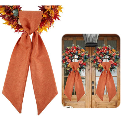 Ceinture de couronne d'automne pour porte d'entrée, bannière monogramme en toile de jute orange avec motif de l'Action de grâce d'automne, accessoire de couronne de porche rustique pour la récolte