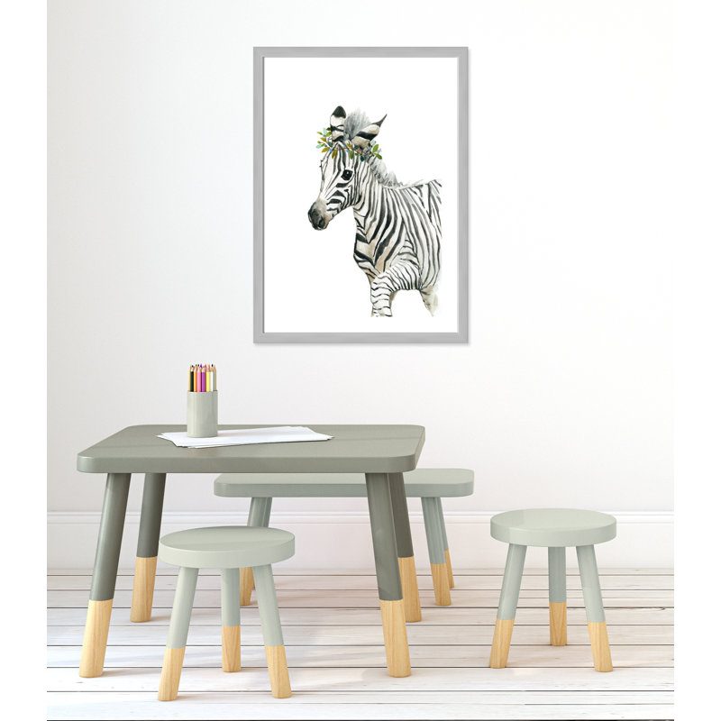 «Savannah Zebra», art encadré, H 36,5 po x l 26,5 po x P 0,625 po, Cadre argenté