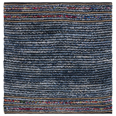 Samant Striped Handwoven Cotton/Jute Natural/Blue Area Rug