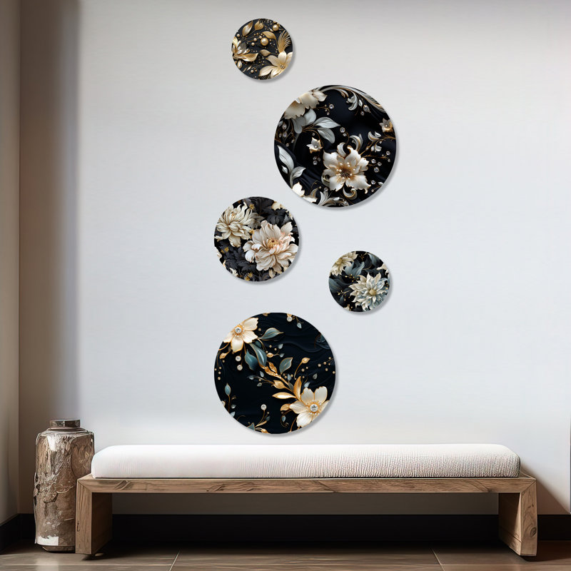 Grace - ensemble abstrait d'art mural rond glamour de 5