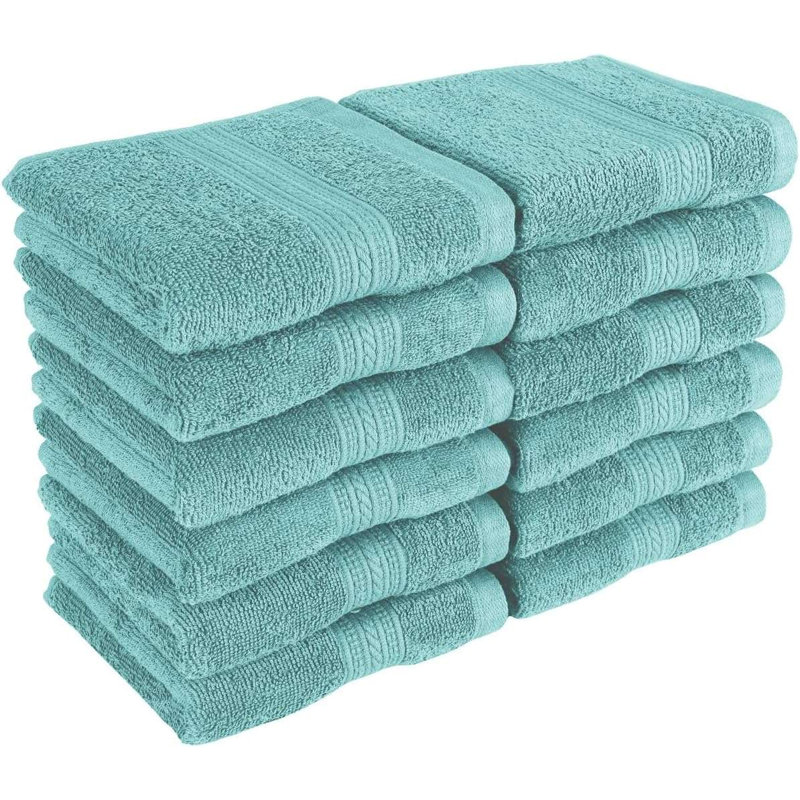 Débarbouillette 100% coton Careen Premium (13 x 13 pouces) très absorbante, Turquoise