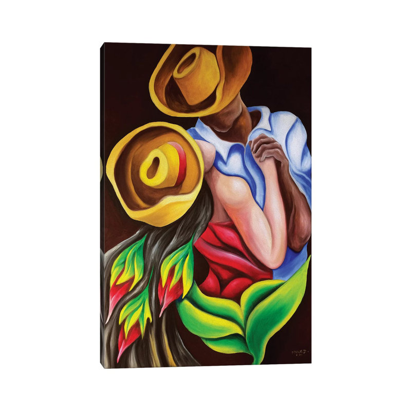 Dancing - Painting on Canvas, 101.6 cm H x 66.04 cm W, Brown Framed