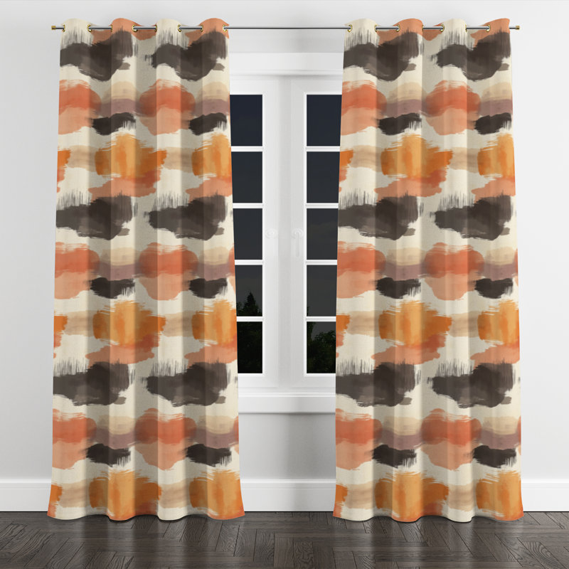 Rideaux abstraits - 1 panneau à œillets Boho Warm Horizon, Œillets dorés, L 52 po x L 84 po