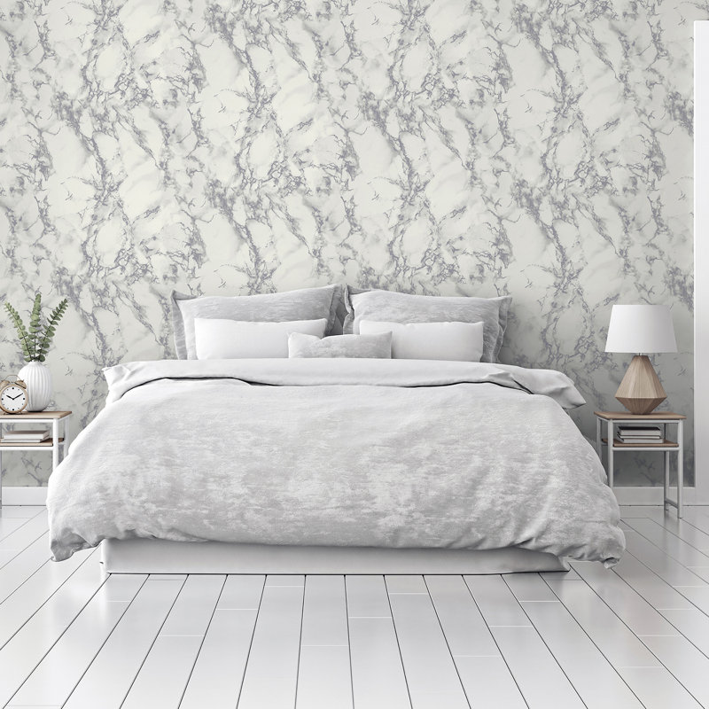 Papier peint en marbre Siward, Blanc