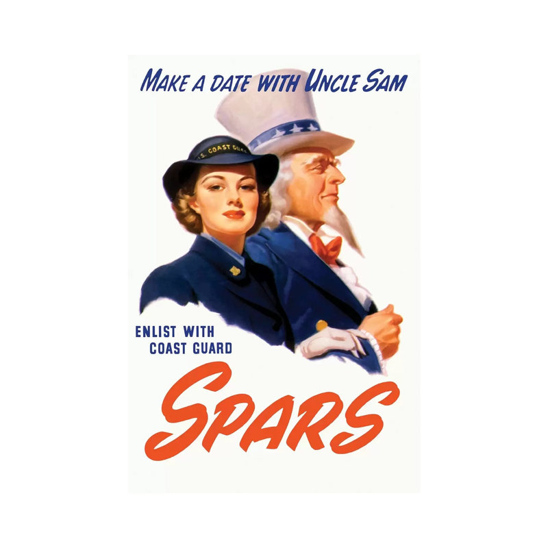 WWII Poster Of A Female Coast Guard Cadet And Uncle Sam by Stocktrek Images - Wrapped Canvas Print, 20.32 cm H x 30.48 cm W