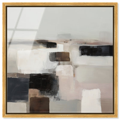 «Charcoal Whisper I», reproduction d'art acrylique encadrée par Art Remedy, cadre doré, 12 x 12