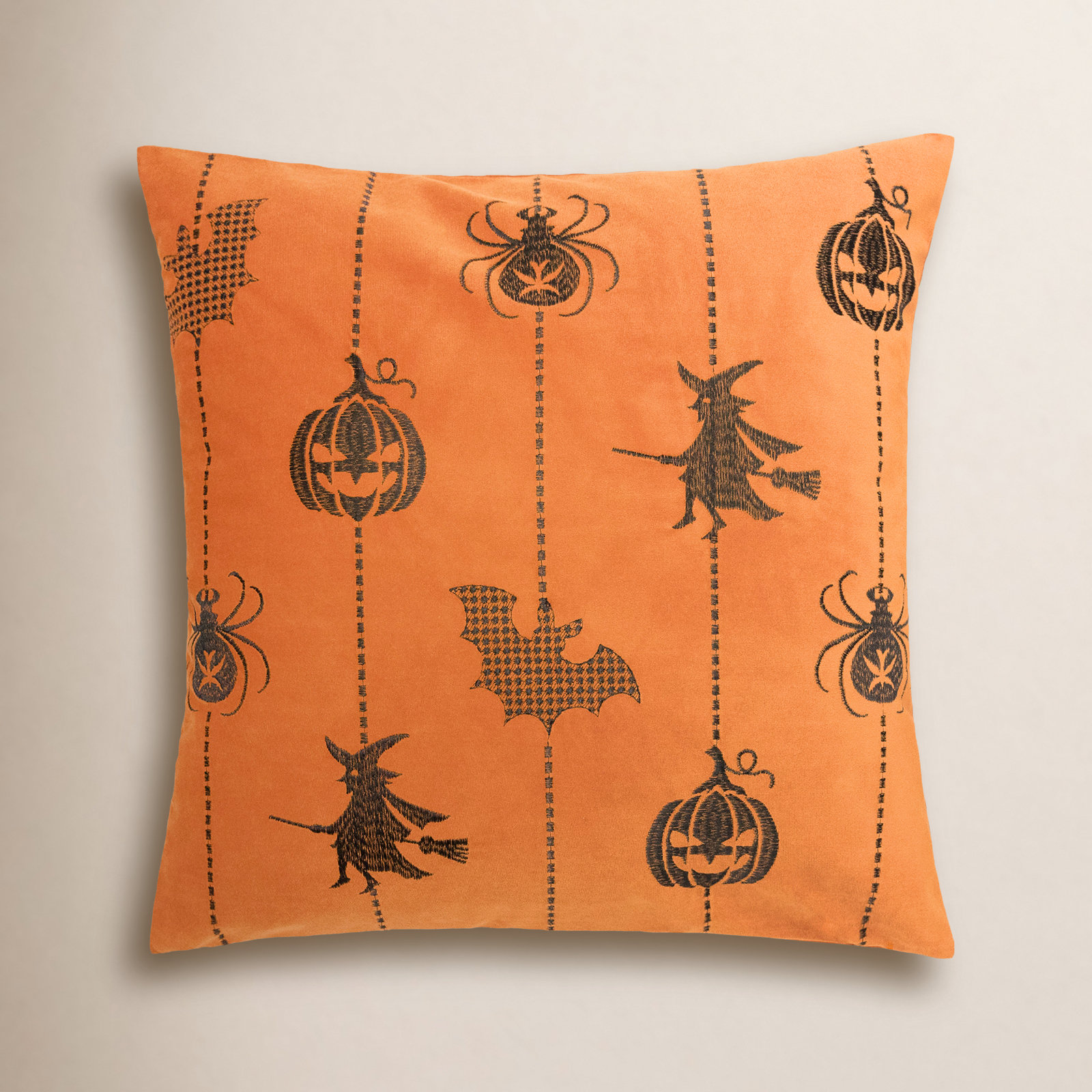 Embroidered Velvet Throw Pillow
