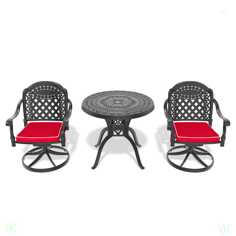 L'ensemble de salle à manger en fonte d'aluminium toutes saisons comprend des chaises pivotantes et une table, 2