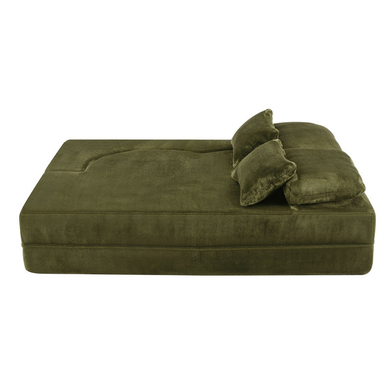 Canapé-lit en chenille Boneless, grand, futon pliable en mousse à haute densité, Vert