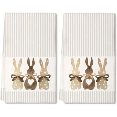 Easter Kitchen Towels Set Of 2, Bunny Dish Towels  Drying Dishcloth,Farmhouse Home Seasonal Spring Decorations AD220