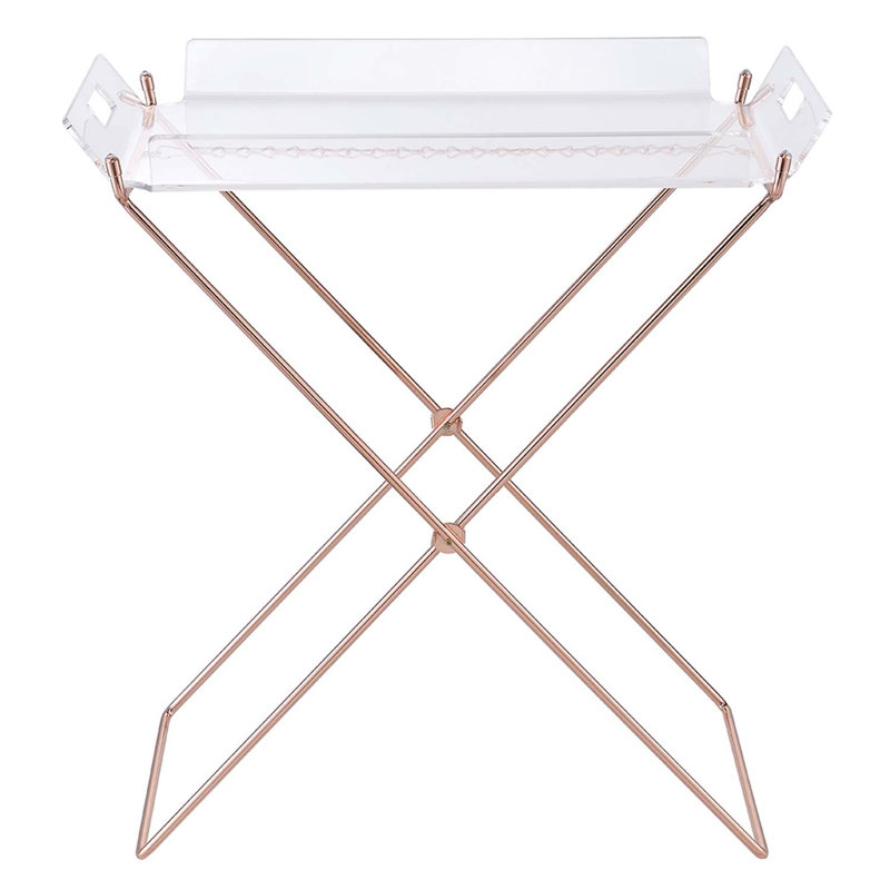 Table-plateau Cercie, finition acrylique transparente et cuivre