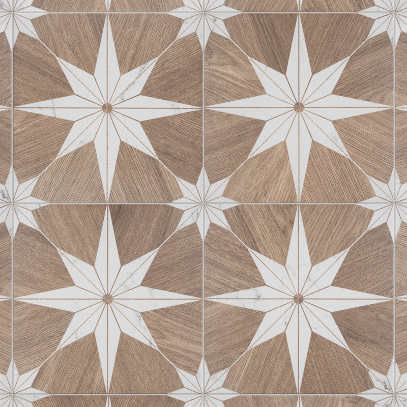 Llama Stella Loire Verso 10" x 10" Porcelain Marble Look Wall & Floor Tile, Verso Noce
