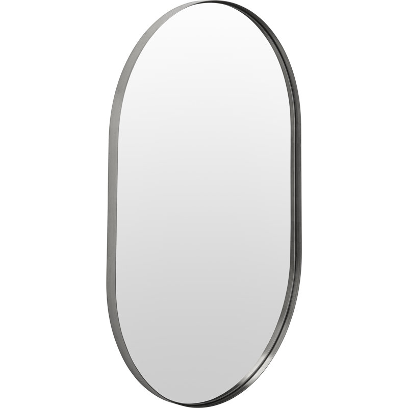 Stainless Steel Oval Wall Mirror, Brushed Silver