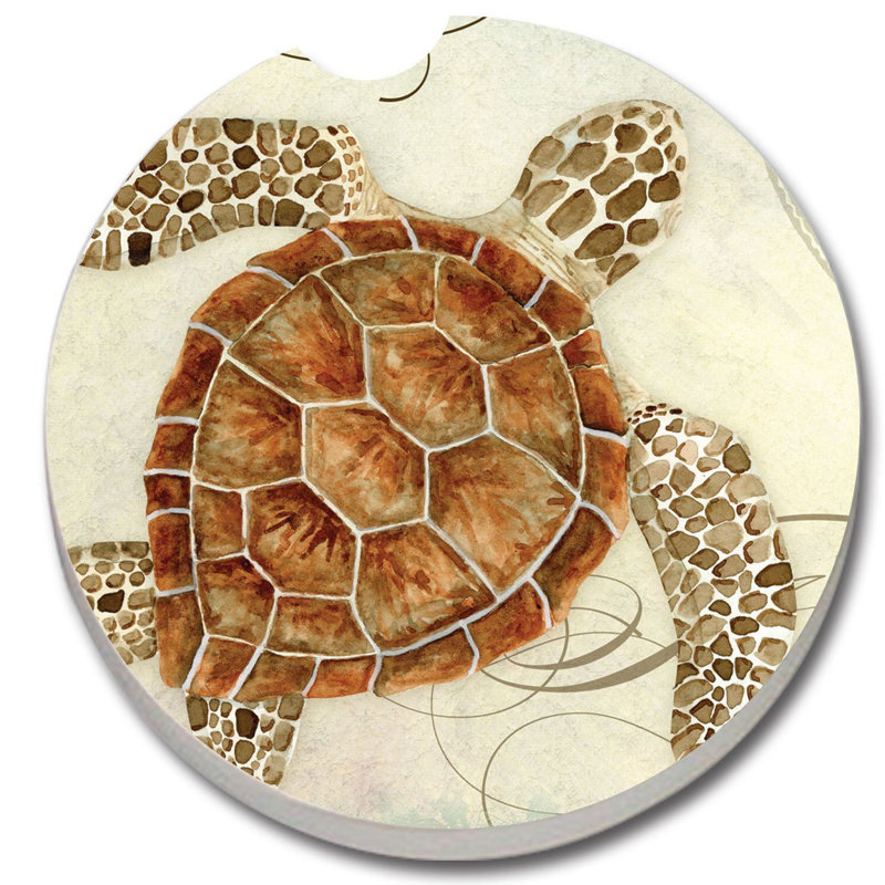Stoneware Round 2 Piece Car Coaster Set