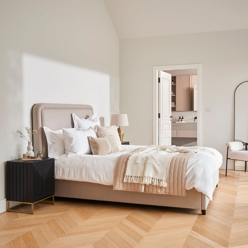Ottoman Bed, Double, Soft Beige