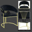 Chaise de salle à manger Maycol 22 po, base dorée, velours noir rembourré-433556589