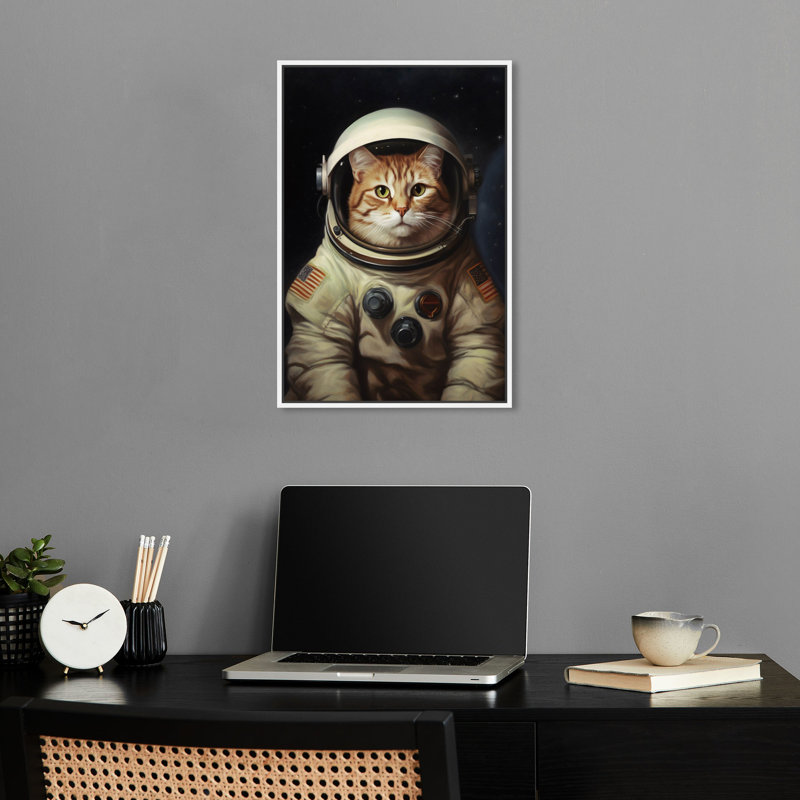 «Astrocat Canvas Quirky Cat» par Notoriart, Cadre blanc, H 55 po x l 37 po