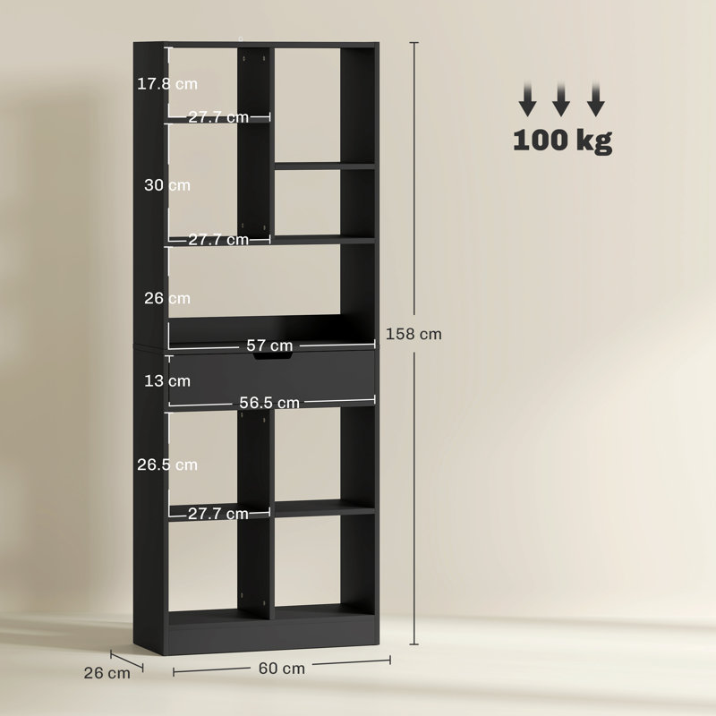 158cm H x 60cm W MDF Cube Bookcase