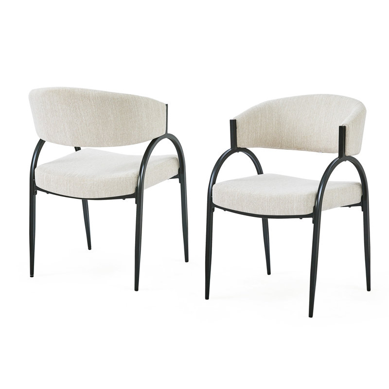 Chaises de salle à manger rembourrées avec pieds en métal (ensemble de 2), beige