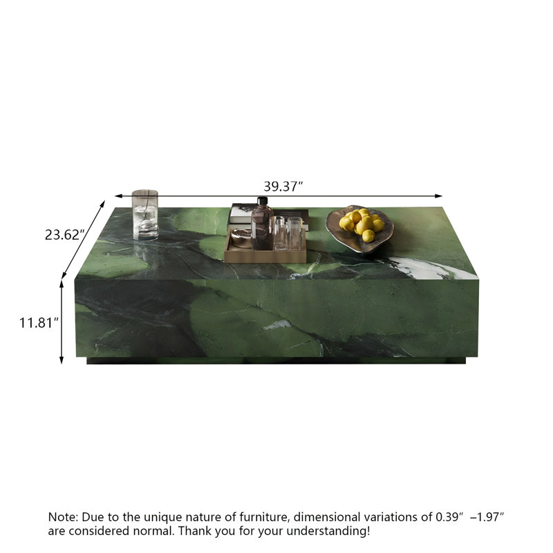 Luxury Rectangular Sintered Stone Coffee Table, Avocado Green