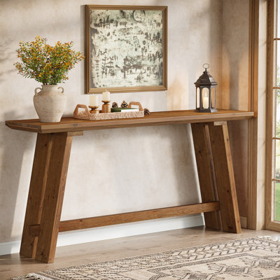 Console en bois massif 63 po avec plateau de table 63 po