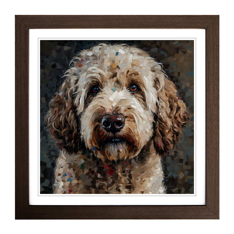 Labradoodle Pixelated - Framed Print, Walnut