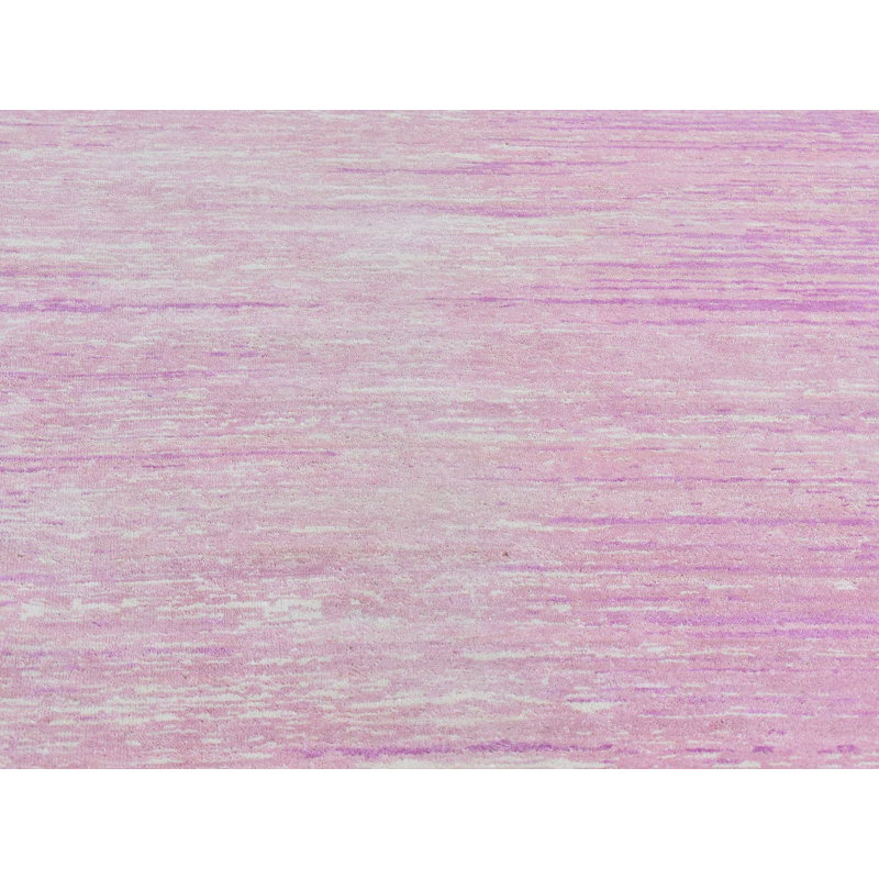 Tapis oriental rectangulaire en laine rose noué à la main 10 pi 0 po x 14 pi 2 po - MOA10266848